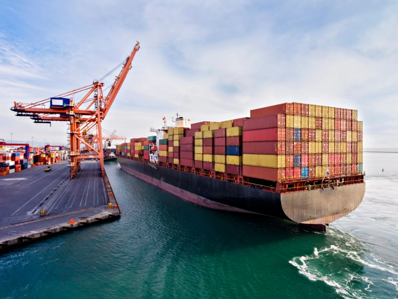 Shipping container at dockside