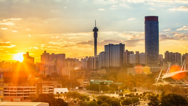 Johannesburg evening cityscape of Hillbrow