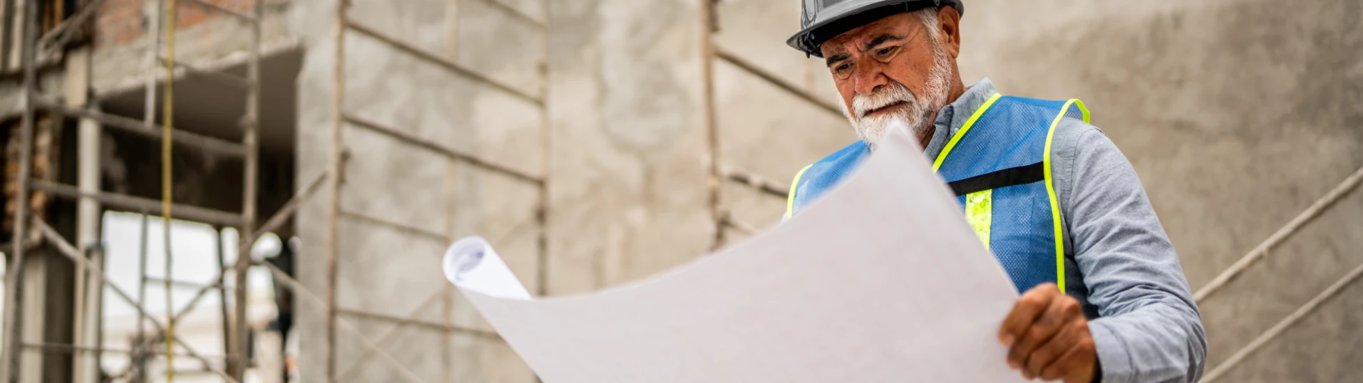 Construction worker with helmet