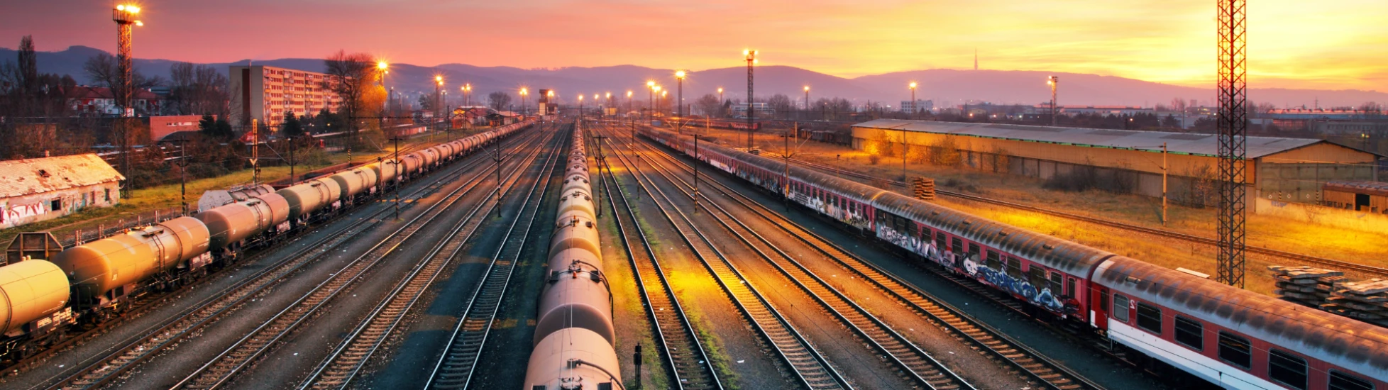 Freight train on tracks